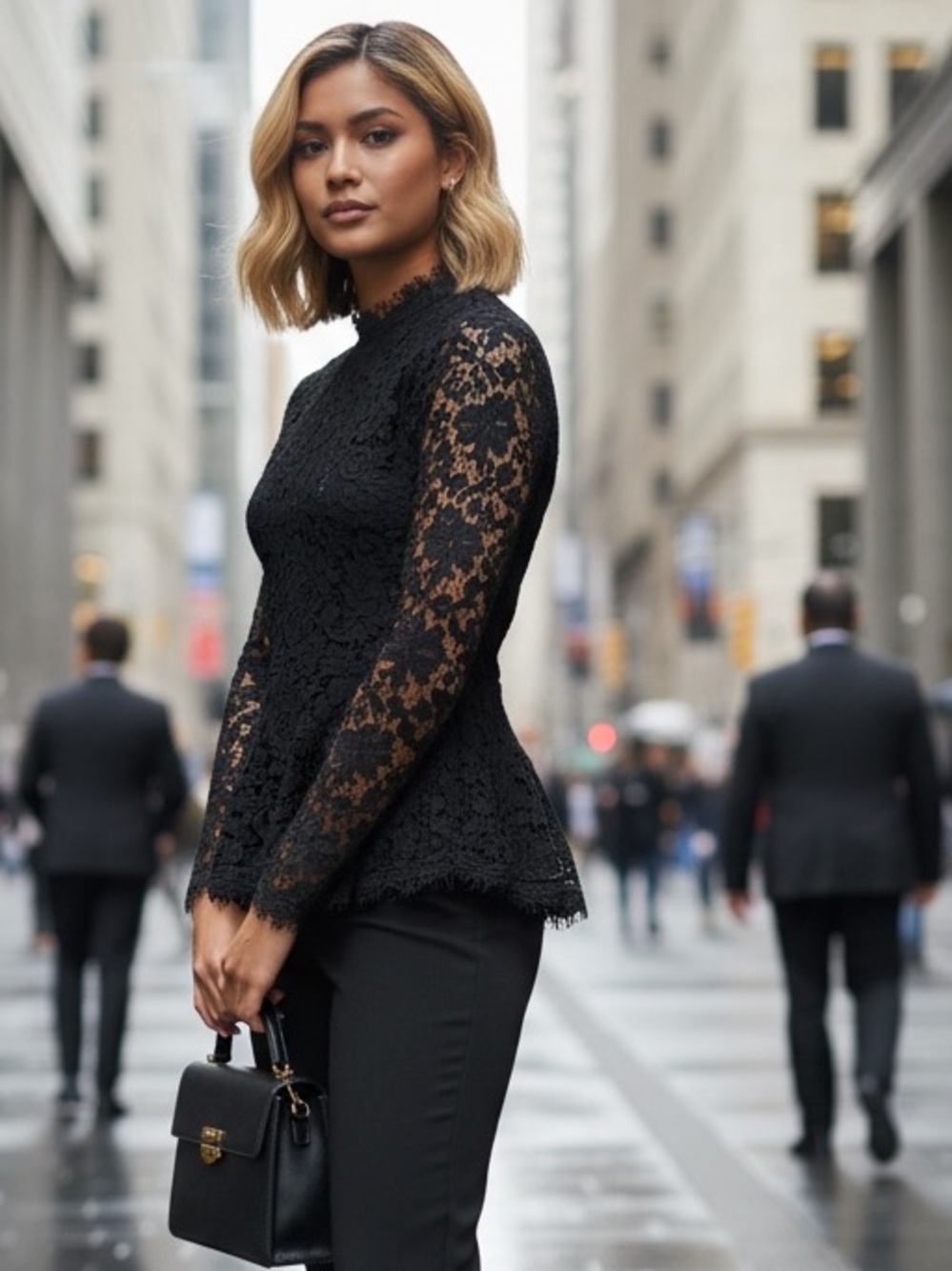 H&M lace peplum top long sleeves xtra small